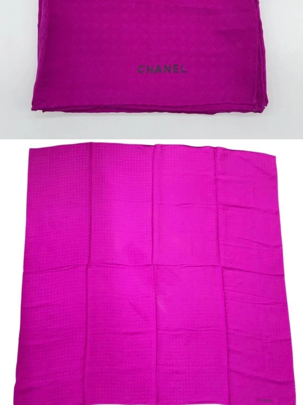 CHANEL Fuchsia Pink Silk Square Scarf